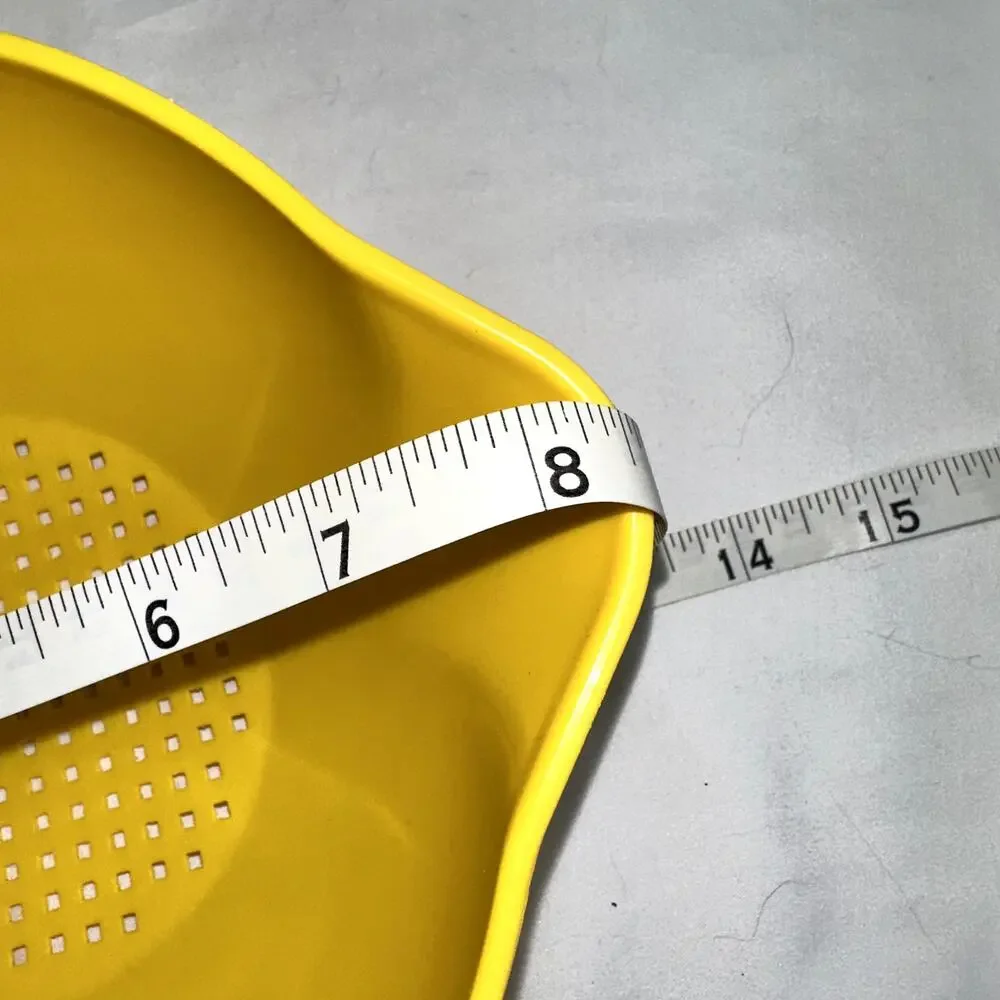 Vintage Tupperware Yellow 1 quart Kitchen Double Spout Colander Strainer
